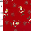 Christmas Fabric - Cute Santa & Snowflake on Red - Craft Fabric Material Metre