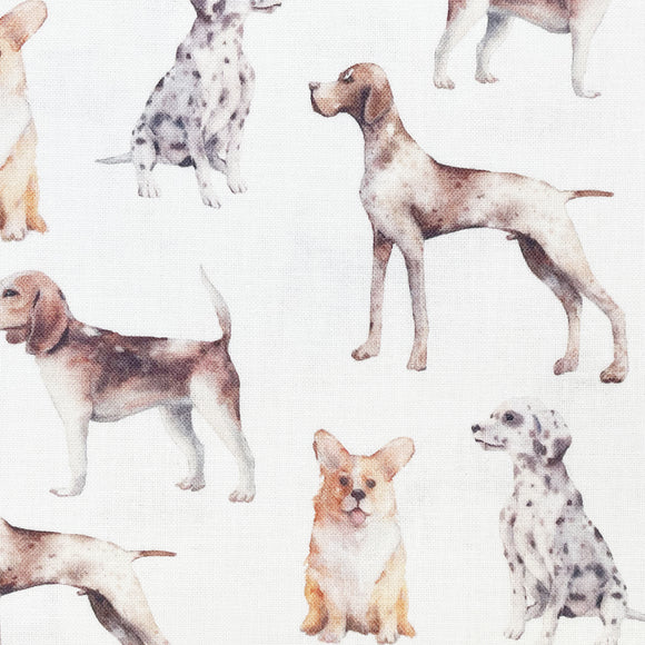 Rose & Hubble Digital Cotton Prints - Cute Watercolour Dogs Print