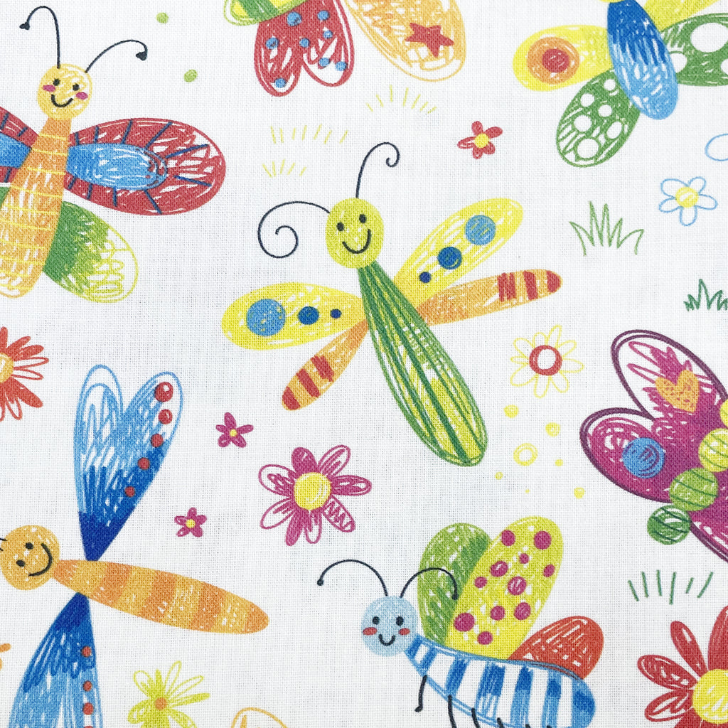 Rose & Hubble Digital Cotton Prints - Cute Garden Bugs Print