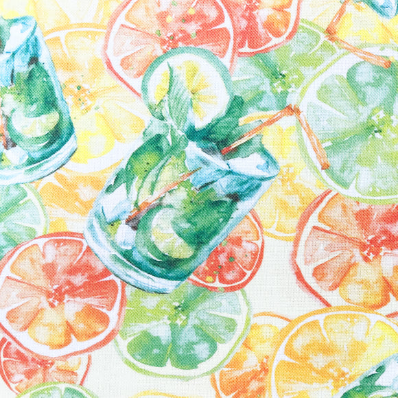 Rose & Hubble Digital Cotton Prints - Oranges, Lemons & Limes Citrus Fruit Cocktails Print