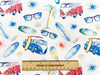 Rose & Hubble Digital Cotton Prints - Surfs Up! Camper Van, Surf Board & Palm Trees