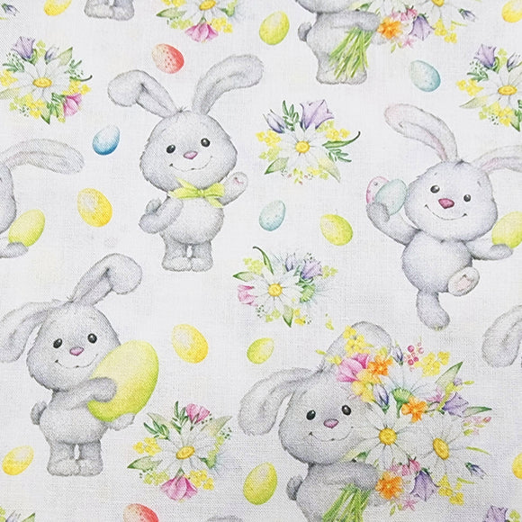 Rose & Hubble Digital Cotton Prints - Cute Easter Bunny & Spring Floral