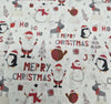 Christmas Fabric - Merry Christmas - Father Christmas - Penguin - Robin - Reindeer - Xmas Craft Fabric Material Metre