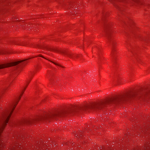 Sparkle Blender Fabric - Ruby Red & Silver Glitter Fabric - 100% Cotton