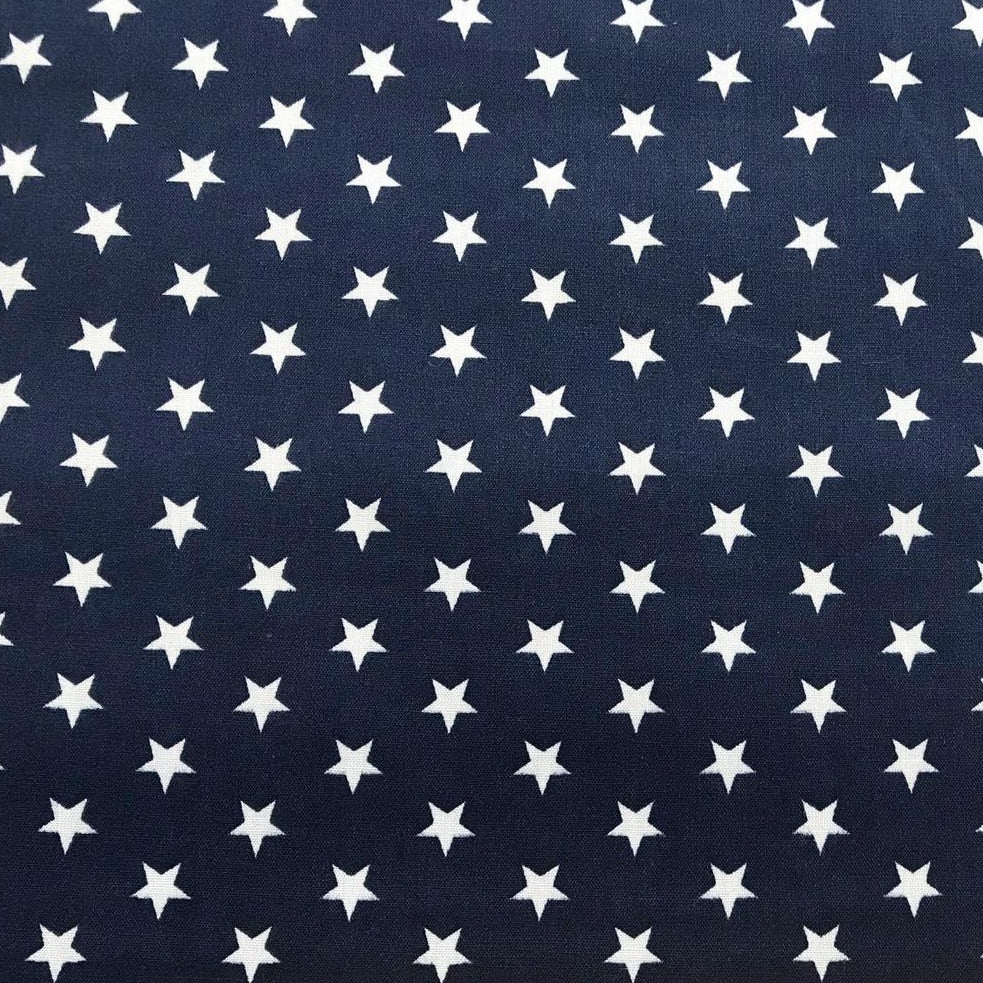 Navy Blue & White Star Print ~ Polycotton Craft Fabric (TC0008)