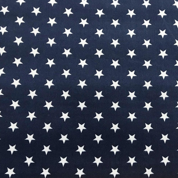 Navy Blue & White Star Print ~ Polycotton Craft Fabric (TC0008)