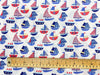 Childrens Fabric ~ Blue Red White Sail Boats on White ~ Polycotton Prints