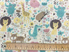 Childrens Fabric ~ Cute Safari Animals on Cream ~ Polycotton Prints