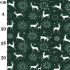 Christmas Fabric - Reindeers & Snowflakes on Green - Polycotton Prints