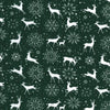 Christmas Fabric - Reindeers & Snowflakes on Green - Polycotton Prints