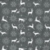 Christmas Fabric - Reindeers & Snowflakes on Grey - Polycotton Prints