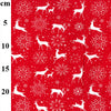 Christmas Fabric - Reindeers & Snowflakes on Red - Polycotton Prints