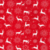 Christmas Fabric - Reindeers & Snowflakes on Red - Polycotton Prints