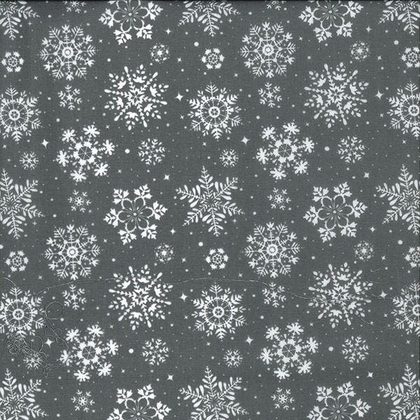 Christmas Fabric - White Snowflakes on Grey - Polycotton Prints