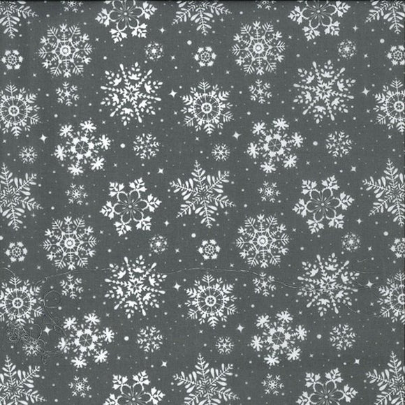 Christmas Fabric - White Snowflakes on Grey - Polycotton Prints