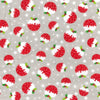 Christmas Fabric - Christmas Puddings on Silver - Polycotton Prints