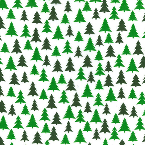 Christmas Fabric - Green Trees on White - Polycotton Prints