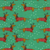 Christmas Fabric - Cute Dachshund Dogs on Green - Polycotton Prints