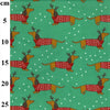 Christmas Fabric - Cute Dachshund Dogs on Green - Polycotton Prints