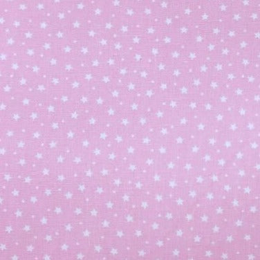 100% Cotton Poplin - White Stars & Spots on Baby Pink (CP0138BPINK)