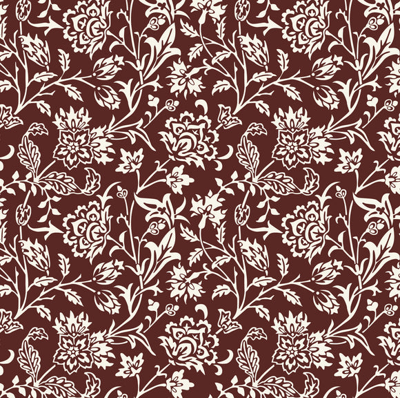 Organic Cotton Fabric - William Morris Brentwood Red - Floral Fabric