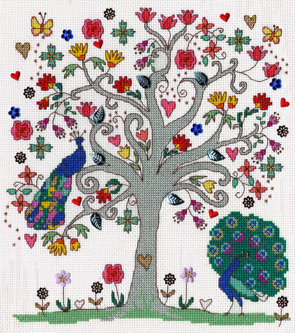 Bothy Threads Cross Stitch Kit - Love Summer - by Kim Anderson - Tree & Peacock Design