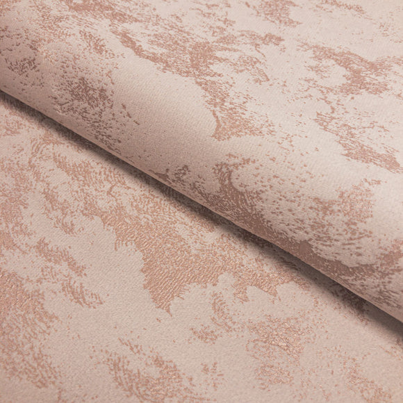 Upholstery Fabric - Avalon Marbled Velour Velvet - Blush Pink & Rose Gold