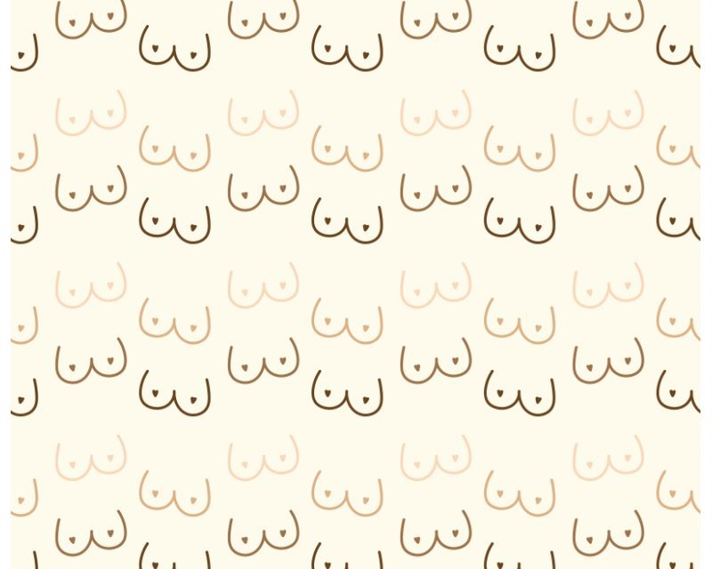 Digital Print Fabric - Nude Novelty Boobies Print Fabric - 100% Cotton