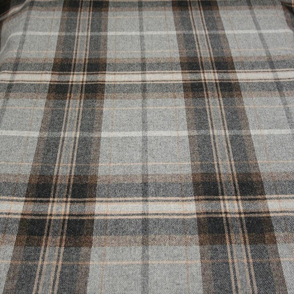 Upholstery Fabric Grampian Faux Wool Curtain Cushion Material - Black Gold Tartan Check
