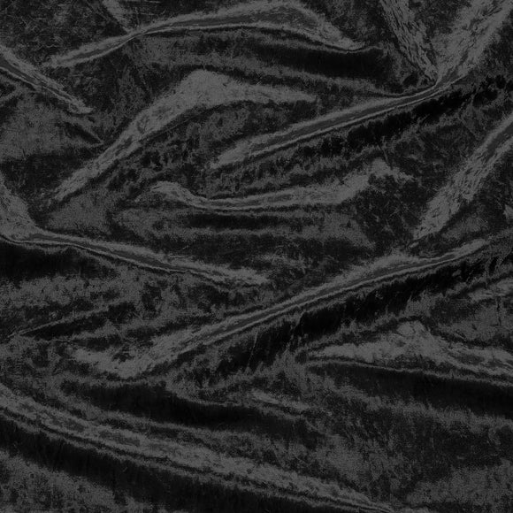 Upholstery Fabric Marble Velour Crushed Velvet Curtain Cushion Material - Black - Noir