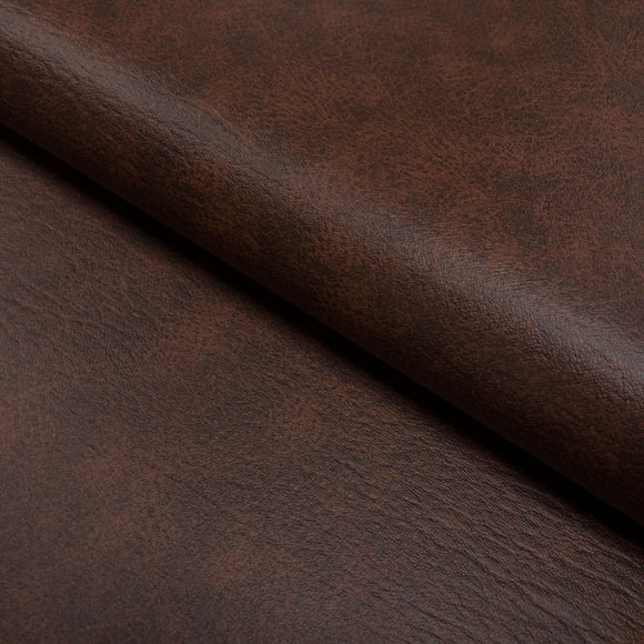 Upholstery Fabric - Navada Faux Leather - Marble Effect Chestnut Brown