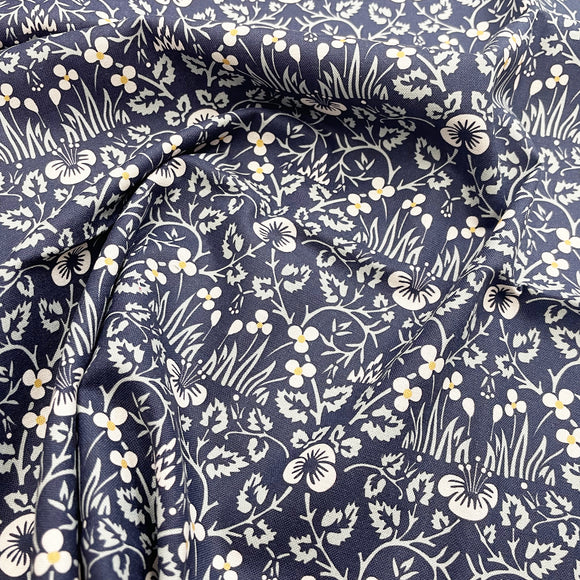 Organic Cotton Fabric - William Morris - Nature's Dream - Navy Blue Floral Fabric