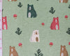 Soft Touch Brushed Cotton Winceyette Fabric - Sage Green Cute Forest Bears Fabric