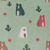 Soft Touch Brushed Cotton Winceyette Fabric - Sage Green Cute Forest Bears Fabric