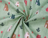 Soft Touch Brushed Cotton Winceyette Fabric - Sage Green Cute Forest Bears Fabric