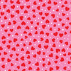 Polycotton Fabric - Pink & Red Love Heart Print - Craft Fabric Material Metre