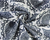 Linen Mix Fabric - Navy Blue White Aztec Mosaic Print - Craft Dress Fabric Material