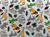 Cotton Poplin Fabric - Zoo Safari Animal on Sky Blue