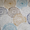 Upholstery Fabric Curtain Cushion Material - Fryett's Zodiac Teal Blue & Yellow