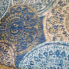 Upholstery Fabric Curtain Cushion Material - Fryett's Zodiac Teal Blue & Yellow