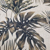 Cotton Canvas Fabric - Green Tropical Leaves on Taupe