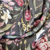 Cotton Canvas Fabric - Pink White & Yellow Floral Design on Olive Green