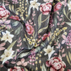 Cotton Canvas Fabric - Pink White & Yellow Floral Design on Olive Green