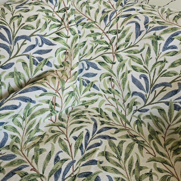 Tapestry Fabric - William Morris - Willow Bough Green - Blue - Luxury Soft Chenille Upholstery Material