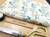 FABRIC REMNANT - Blue Daisy Yellow Berry Floral Fabric - 2m Length