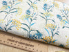 FABRIC REMNANT - Blue Daisy Yellow Berry Floral Fabric - 2m Length
