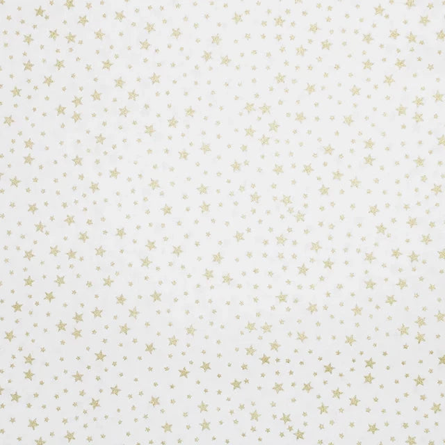 Christmas Fabric - Metallic Gold Stars on Ivory - Craft Fabric Material Metre