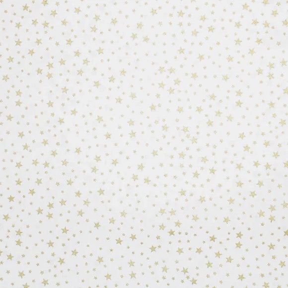 Christmas Fabric - Metallic Gold Stars on Ivory - Craft Fabric Material Metre