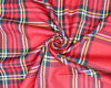 Polyviscose Tartan - Large Red Royal Stewart Tartan Check Dress Fabric