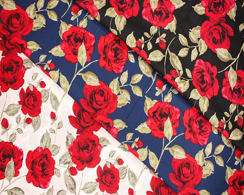 100% Cotton - Country Rose on Black - Floral Print Craft Fabric Materi –  House of Haberdashery